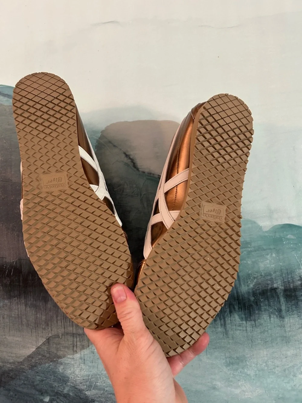 Brand New Onitsuka Metallic Bronze and Cream Sneakers - Picture 5 of 8